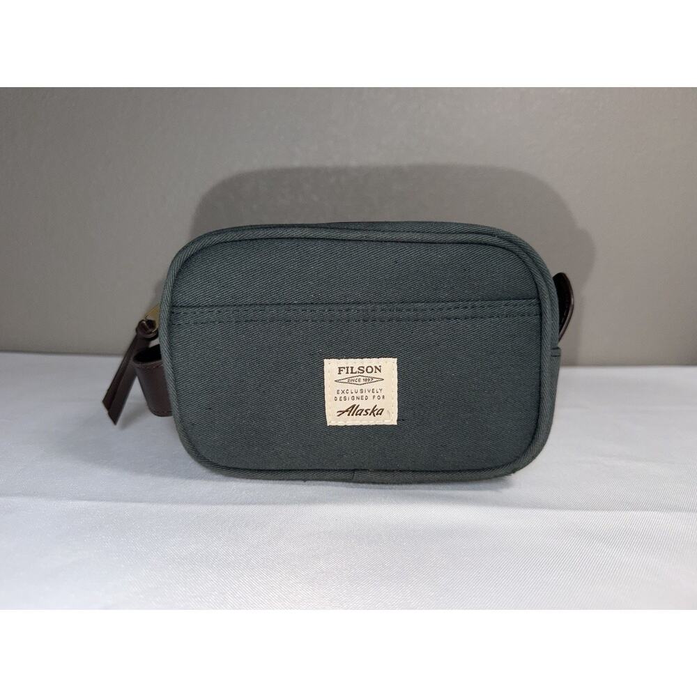 Filson x Alaska Airlines Green Twill Canvas Toiletry Bag Dopp Kit Pouch Only